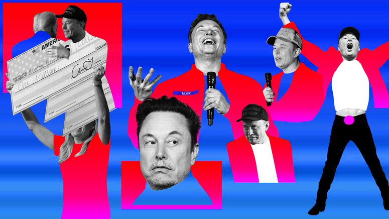Un collage de Elon Musk de momentos de la semana.